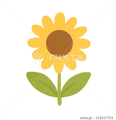 sunflower with green leaves icon, flat style 128227754