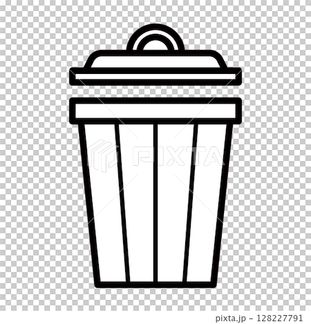 蓋が開いているゴミ箱のイラスト 128227791