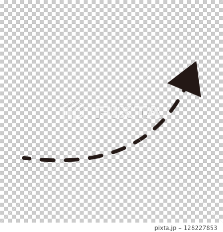 Dotted curved rising arrow 128227853