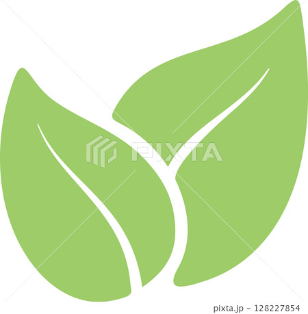 Two overlapping light green leaves create a simple yet effective symbol of nature, growth, and environmental awareness, ideal for eco friendly branding or promoting sustainable practices Two overlapping light green leaves create a simple yet effective symbol of nature, growth, and environmental awareness, ideal for eco friendly branding or promoting sustainable practices 128227854