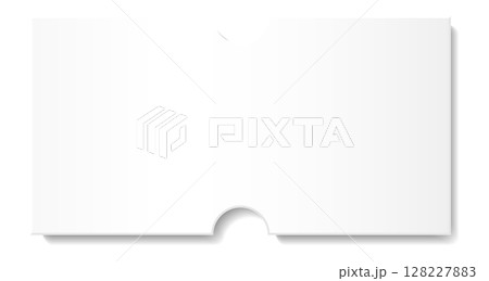 Blank white double ticket with perforation lines creating two stubs isolated on white background with subtle shadow, ideal for customization and adding text or graphics Blank white double ticket with perforation lines creating two stubs isolated on white background with subtle shadow, ideal for customization and adding text or graphics 128227883