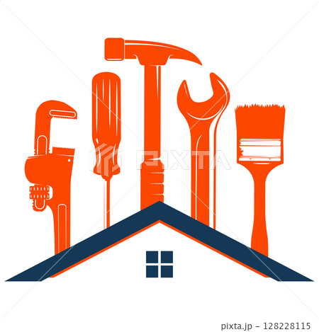 Repair tool and roof of the house 128228115