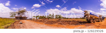 Concrete construction site lorry vehicle landscapes building Ongata Rongai Kenya East Africa Concrete construction site lorry vehicle landscapes building Ongata Rongai Kenya East Africa 128229326