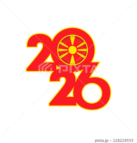 2026 banner with North Macedonia flag inside. 128229555