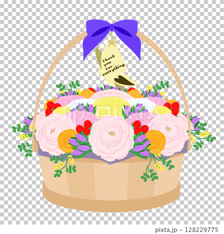 贈り物_フラワーバスケットのイラスト 128229775