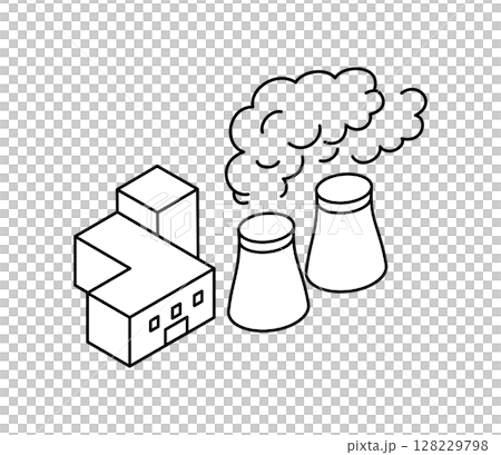シンプルな原子力発電所のアイソメイラスト　ベクター 128229798
