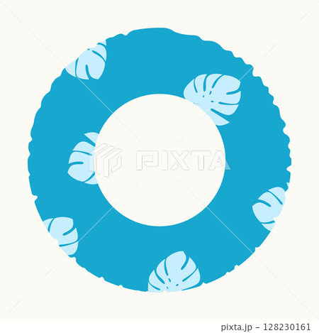 Blue swimming ring with tropical pattern. Isolated element for design. Summer, vacation, rest concept. Blue swimming ring with tropical pattern. Isolated element for design. Summer, vacation, rest concept. 128230161