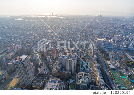 《大阪府》大阪都市風景・都心の夕景 128230194