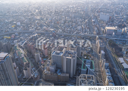 《大阪府》大阪都市風景・都心の夕景 128230195