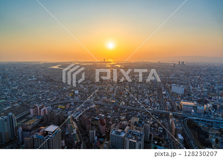 《大阪府》大阪都市風景・都心の夕景 《大阪府》大阪都市風景・都心の夕景 128230207