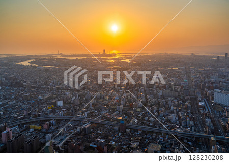《大阪府》大阪都市風景・都心の夕景 《大阪府》大阪都市風景・都心の夕景 128230208
