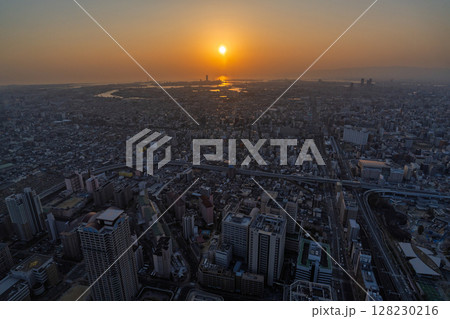 《大阪府》大阪都市風景・都心の夕景 《大阪府》大阪都市風景・都心の夕景 128230216