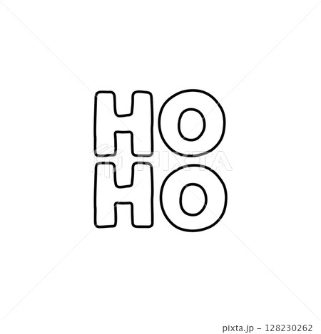 Minimalist vector line art illustration with Ho Ho Christmas lettering. Hand-drawn festive text design perfect for holiday cards, banners, posters, and seasonal decoration. Minimalist vector line art illustration with Ho Ho Christmas lettering. Hand-drawn festive text design perfect for holiday cards, banners, posters, and seasonal decoration. 128230262