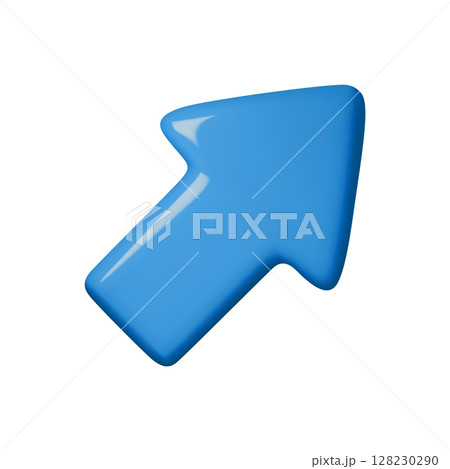 Blue glossy 3D arrow vector illustration, perfect for business growth, success, and positive progress themes. Ideal for presentations and marketing materials. Appealing and modern design. 128230290