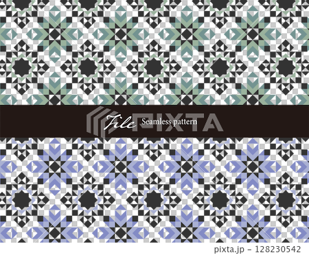 Patterned tile seamless pattern vector design swatch white background 128230542