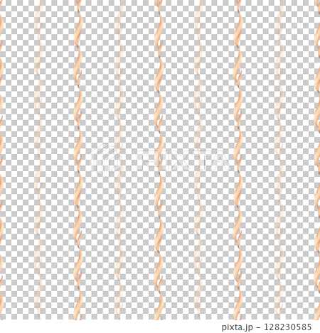Wavy vertical lines seamless pattern, abstract algae, seaweed composition. Watercolor illustration isolated background. Design for children's decor, wallpaper, packaging, stationery. Beige, orange 128230585