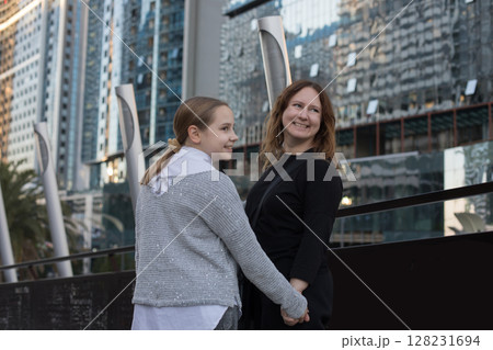 Mother and daughter having fun together. Happy female family Mother and daughter having fun together. Happy female family 128231694