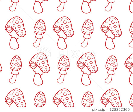 A Fly Agaric Mushroom pattern. Hand drawn vector illustration 128232360