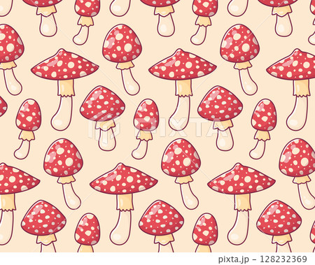 Pattern of cute cartoon fly agaric. Vector background Pattern of cute cartoon fly agaric. Vector background 128232369