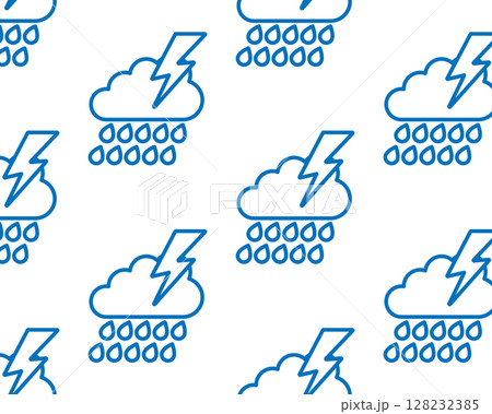 Pattern of thunderstorm clouds icons. Hand drawn, vector illustration Pattern of thunderstorm clouds icons. Hand drawn, vector illustration 128232385