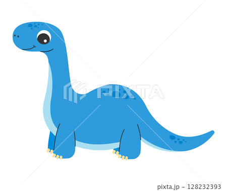 Cute dinosaur on white background. Cartoon diplodocus. Vector illustration 128232393