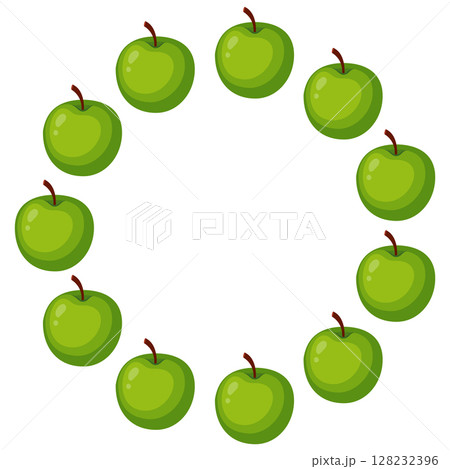Round apple frame. Hand drawn. Vector illustration Round apple frame. Hand drawn. Vector illustration 128232396