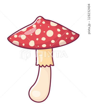 Cute cartoon mushroom. Hand drawing. Vector illustration 128232404