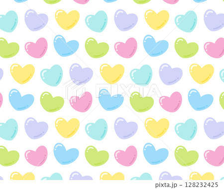 Seamless pattern with colorful hearts. Cute romantic hearts on white background. Vector illustration 128232425