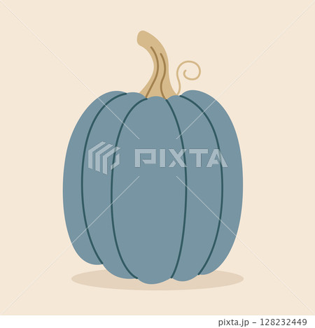 Ripe autumn pumpkin. Hand-drawn. Vector illustration in flat style 128232449