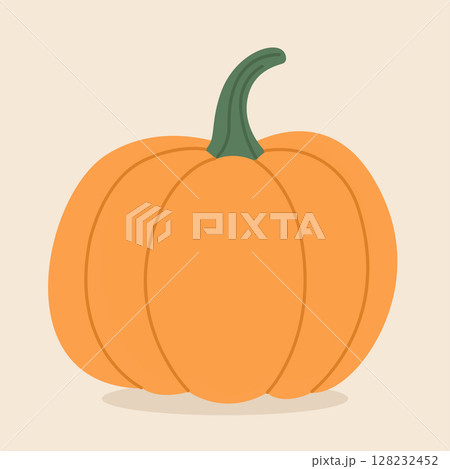 Ripe autumn pumpkin. Hand-drawn. Vector illustration in flat style Ripe autumn pumpkin. Hand-drawn. Vector illustration in flat style 128232452