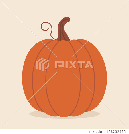 Ripe autumn pumpkin. Hand-drawn. Vector illustration in flat style 128232453