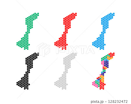 デザイン地図＿石川県＿六角ドット 128232472