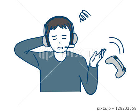 ゲームに飽きてやめる男性のイラスト 128232559