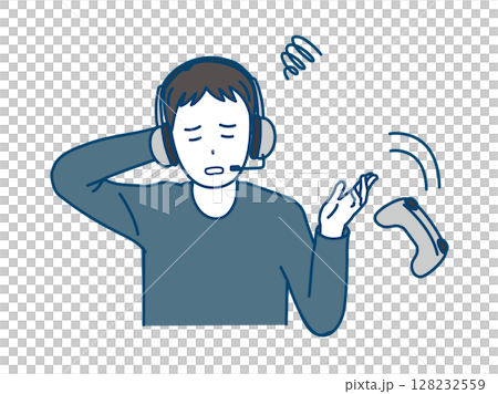 ゲームに飽きてやめる男性のイラスト 128232559