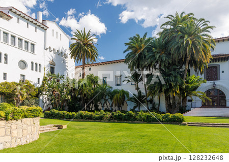 Historic Santa Barbara Courthouse with Spanish Colonial Revival architecture 128232648