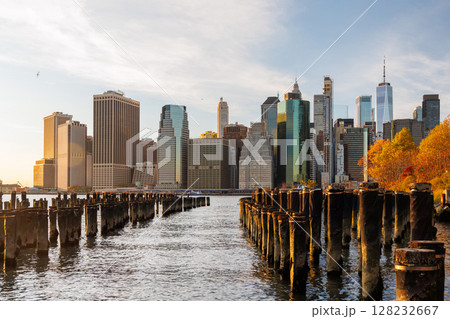 The New York Manhattan skyline during autumn 128232667