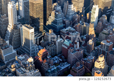 Aerial view of Manhattan with dense skyscrapers Aerial view of Manhattan with dense skyscrapers 128232673