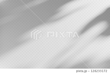 Abstract shadow overlay from tree branch on a transparent background. 128233172
