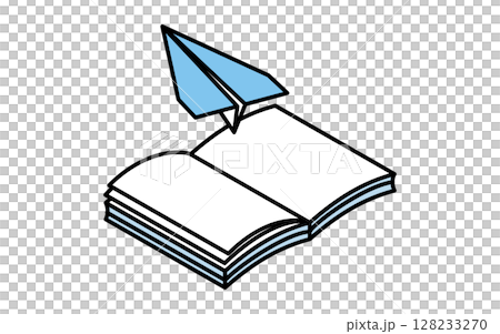 Open notebook and paper plane simple line icon, isometric illustration Open notebook and paper plane simple line icon, isometric illustration 128233270