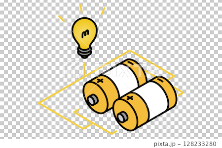 並聯電池的簡單線條圖標，等距圖 128233280