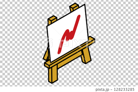 イーゼルとキャンパスのシンプルな線画アイコン、アイソメトリックイラスト 128233285