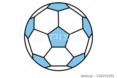 サッカーボールのシンプルな線画アイコン、アイソメトリックイラスト 128233293