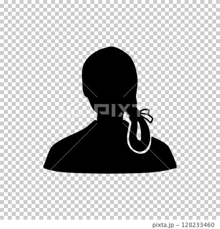 Monochrome icon of Japanese Edo period woman's Tamamusubi hairstyle Monochrome icon of Japanese Edo period woman's Tamamusubi hairstyle 128233460