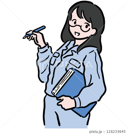 工事現場の女性事務員_カラー 工事現場の女性事務員_カラー 128233645