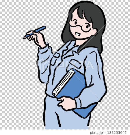 Female office worker at the construction site_Color 128233645