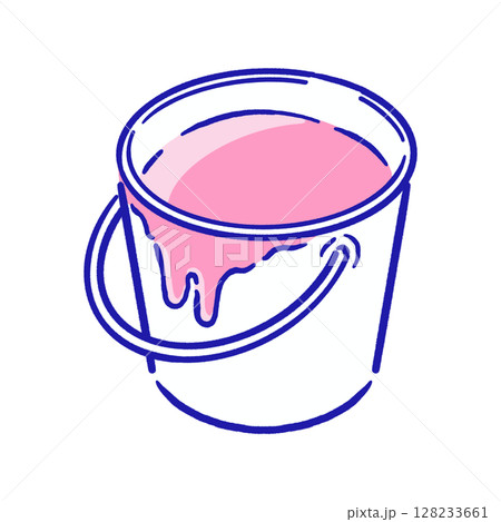 バケツの中に入ったペンキ_パステルレッド 128233661