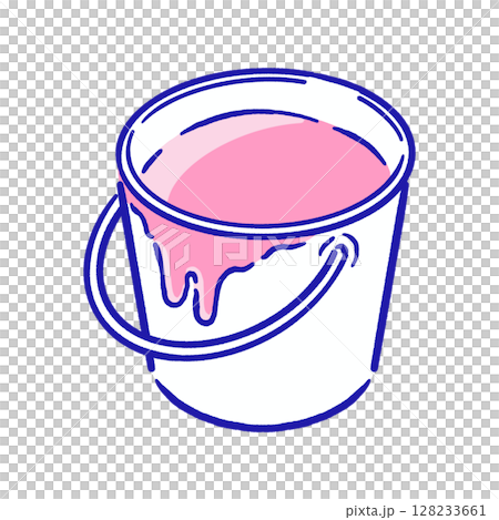 バケツの中に入ったペンキ_パステルレッド 128233661