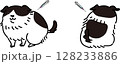 注射される白黒の犬　イラスト 128233886
