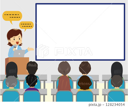 ビジネスプレゼンテーション/セミナーイラスト 128234054