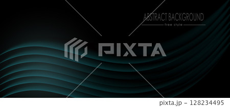 Dark gradient with turquoise wavy shapes. Abstract background. Vector composition Dark gradient with turquoise wavy shapes. Abstract background. Vector composition 128234495